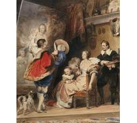 XcBAIHOUD De Célèbres Tableaux Landscape Picture Printing Prints Toile Jeune homme admirant un portrait de dame et sa petite fille par Evariste Déco d'art Murale Pour Décoration Murale 60x90cm