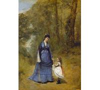 XcBAIHOUD De Célèbres Tableaux Landscape Picture Printing Prints Toile Madame Stumpf et sa fille de Jean-Baptiste-Camille Corot Déco d'art Murale Pour Décoration Murale 60x90cm