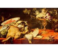 XcBAIHOUD De Célèbres Tableaux Landscape Picture Printing Prints Toile Nature morte avec animaux et fruits de Frans Snyders ou Snijders Déco d'art Murale Pour Décoration Murale 60x90cm