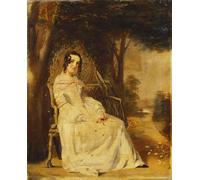 XcBAIHOUD De Célèbres Tableaux Landscape Picture Printing Prints Toile Portrait de Mary Freer assise en petit sur un siège de jardin par William Powell Frith Pour Décoration Murale 60x90cm