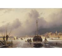 XcBAIHOUD De Célèbres Tableaux Landscape Picture Printing Prints Toile Rivière avec un bateau par Charles Henri Leickert Déco d'art Murale Pour Décoration Murale 60x90cm