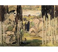 XcBAIHOUD De Célèbres Tableaux Landscape Picture Printing Prints Toile Scénographie pour l'acte II d'une production des ballets russes de Ravels Daphnis par Leon Bakst Pour Décoration Murale 60x90cm