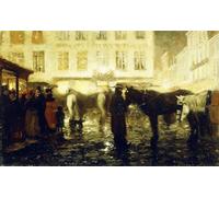 XcBAIHOUD Poster Image Affiche Artistique Toile Décorative a Paris Street Evening by Gilsoul Peinture Murale Pour les Décorations pour la Maison 60x90cm