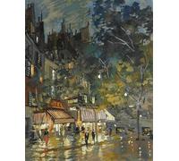 XcBAIHOUD Poster Image Affiche Artistique Toile Décorative Café à Paris par Konstantin Alekseevich Korovine Peinture Murale Pour les Décorations pour la Maison 60x90cm