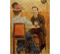 XcBAIHOUD Poster Image Affiche Artistique Toile Décorative Couple à la table de la bière par August Macke Peinture Murale Pour les Décorations pour la Maison 60x90cm