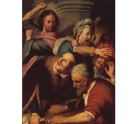 XcBAIHOUD Poster Image Affiche Artistique Toile Décorative Jésus chasse les changeurs du temple par Rembrandt Van Rijn Peinture Murale Pour les Décorations pour la Maison 60x90cm