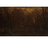XcBAIHOUD Poster Image Affiche Artistique Toile Décorative la forêt en hiver au coucher du soleil de Pierre Etienne Théodore Rousseau Peinture Murale Pour les Décorations pour la Maison 60x90cm