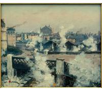 XcBAIHOUD Poster Image Affiche Artistique Toile Décorative la Gare Saint-lazare par Norbert Goeneutte Peinture Murale Pour les Décorations pour la Maison 60x90cm