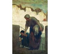 XcBAIHOUD Poster Image Affiche Artistique Toile Décorative La Lavandière d'Honoré Daumier Peinture Murale Pour les Décorations pour la Maison 60x90cm