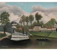 XcBAIHOUD Poster Image Affiche Artistique Toile Décorative le Bateau Blanchisserie du Pont de Charenton par Henri Rousseau Peinture Murale Pour les Décorations pour la Maison 60x90cm