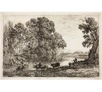 XcBAIHOUD Poster Image Affiche Artistique Toile Décorative le vacher de Claude Lorrain Peinture Murale Pour les Décorations pour la Maison 60x90cm