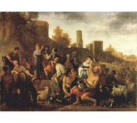 XcBAIHOUD Poster Image Affiche Artistique Toile Décorative Moïse ordonnant le massacre des Madianites par Claes Cornelisz Moeyaert Peinture Murale Pour les Décorations pour la Maison 60x90cm