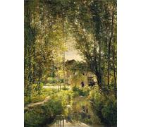 XcBAIHOUD Poster Image Affiche Artistique Toile Décorative Paysage avec un ruisseau ensoleillé de Charles François Daubigny Peinture Murale Pour les Décorations pour la Maison 60x90cm