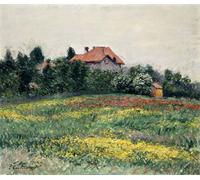 XcBAIHOUD Poster Image Affiche Artistique Toile Décorative Paysage de campagne normande en Normandie par Gustave Caillebotte Peinture Murale Pour les Décorations pour la Maison 60x90cm