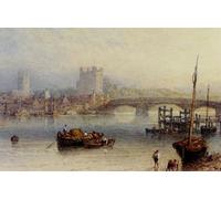 XcBAIHOUD Poster Image Affiche Artistique Toile Décorative Rochester de la rivière par Myles Birket Foster Rws Peinture Murale Pour les Décorations pour la Maison 60x90cm