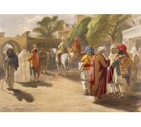 XcBAIHOUD Poster Image Affiche Artistique Toile Décorative Scène du marché de Peshawar de l'Inde ancienne et moderne par William Simpson Peinture Murale Pour les Décorations pour la Maison 60x90cm