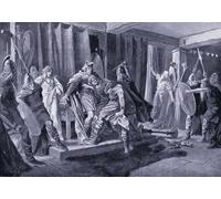 XcBAIHOUD Poster Image Affiche Artistique Toile Décorative Tentative d'assassinat du roi Edwin de Northumbrie Annonce de John Harris Valda Peinture Murale Pour les Décorations pour la Maison 60x90cm
