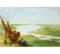 XcBAIHOUD Poster Image Affiche Artistique Toile Décorative Vue sur le lac St Croix Upper Mississippi par George Catlin Peinture Murale Pour les Décorations pour la Maison 60x90cm