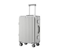 XCCIIDY Valise à main avec cadre en aluminium de 50,8 cm en polycarbonate rigide et léger avec roulettes et porte-gobelet, Argenté, 28in, Art déco