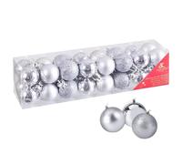 Xcdhemde 32pcs Boule de Noel - Decoration Noel Boule Ø 3CM - Christmas Decorations en Plastique Incassable - Boule de Noël - pour Sapin de Noël, Décoration de Fête, Mariage, Anniversaire (Argent)