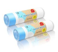 Xcdhmede 50L Sacs Poubelle 20 Pièces, Blanc, 70 x 75 cm, Sac Poubelle avec Poignées Coulissantes, Sac Poubelles Fond anti-fuite, Sacs en Plastique Très Résistant (2 rouleau x 10 Pièces)