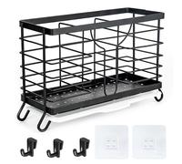 XCDMJ Porte-ustensiles pour comptoir de cuisine, plan de travail de cuisine, organisateur d'ustensiles, panier à couverts, autocollant mural sans trace, en acier au carbone, pour couverts, égouttoir