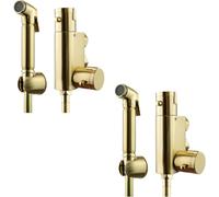Xcel Home Lot de 2 kits de douche thermostatiques en laiton doré pour bidet, ensemble tout-en-un musulman Shattaf doré, pulvérisateur hygiénique pour bidet de toilette, nettoyant moderne réglable pour