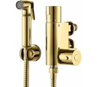 Xcel Home Lot de 2 kits de douche thermostatiques en laiton doré pour bidet, ensemble tout-en-un musulman Shattaf doré pour bidet, pulvérisateur de bidet hygiénique, nettoyant moderne réglable pour