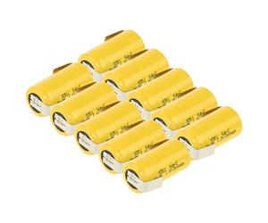 XCell Lot de 10 piles SUB-C 2000 mAh / 1,2 V / NiMH avec cosses à souder en Z Jaune