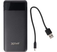 XCell Powerbank X10000 avec capacité de 10 000 mAh, design fin, écran LED, double sortie USB, port de charge USB-C