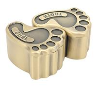 Xcello Boîte De Rangement En Métal, Porte-dents De Bébé En Forme De Pied Mignon Avec 2 Couvercles Pour la Croissance des Enfants, Cadeau Commémoratif, Collection De Bijoux(B)