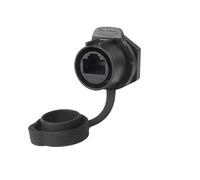 XCGQFICOM Câble réseau LP20 avec connecteur d'aviation CAT6, interface de données noire, adaptateur de câble réseau RJ45 résistant à l'eau (prise simple trou)