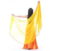 XChangeFun Écharpe de main en mousseline demi-cercle pour danse du ventre, costume et tenue de danse, écharpe de hanche avec bordure de paillettes, voiles dorés, jaune, 98.43 x 47.24 inch (250cm*120cm