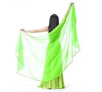 XChangeFun Écharpe de main en mousseline demi-cercle pour danse du ventre, costume et tenue de danse, écharpe de hanche avec bordure de paillettes, voiles dorés, vert clair, 98.43 x 47.24 inch (250cm