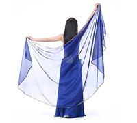 XChangeFun Écharpe semi-circulaire en mousseline de soie pour la danse du ventre - Écharpe à paillettes - Châles dorés, noir foncé, 98.43 x 47.24 inch (250cm*120cm)