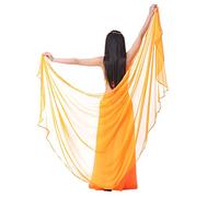 XChangeFun Écharpe semi-circulaire en mousseline de soie pour la danse du ventre - Écharpe à paillettes - Châles dorés, orange fluo, 98.43 x 47.24 inch (250cm*120cm)