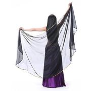 XChangeFun Écharpe semi-circulaire en mousseline de soie pour la danse du ventre - Écharpe à paillettes - Châles dorés, noir, 98.43 x 47.24 inch (250cm*120cm)