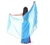 XChangeFun Semicircle Chiffon Hand Scarf Belly Dance Costume Outfit Hip Scarf Sequin Trim Gold Shawls Veils (Lake Blue)