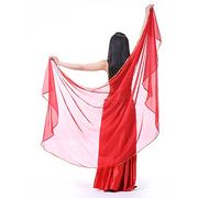 XChangeFun Voile de danse du ventre en mousseline à paillettes, costume de danse orientale, écharpe de hanche avec bordure de paillettes dorées, Rouge, 98.43 x 47.24 inch (250cm*120cm)