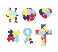 Xchon Lot de 6 broches de sensibilisation à l'autisme - Symboles de soutien pour chapeaux et sacs à dos, Métal