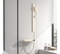 XCHSXYL Mitigeur de Baignoire Cascade avec pommeau de Douche à Main, mitigeur de Baignoire Mural à Levier Unique crème, Ensemble pommeau de Douche et Flexible
