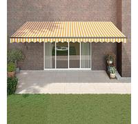 XCHSXYL Store Pare-Soleil rétractable motorisé/Manuel 5X Jaune et Blanc en Tissu extérieur - Idéal pour la Protection des balcons, terrasses, Jardins et terrasses