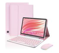 XCHYTECHER Étui avec clavier et souris pour Amazon Fire HD 10/10 Plus 2021/2023 10,1" (11/13e génération), clavier amovible rechargeable avec protection de port de charge de type C pour tablette +