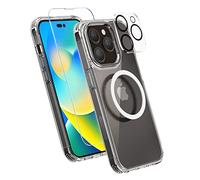 XClear Ensemble 6 en 1 Compatible avec iPhone 14 Pro Max (2022), avec 3 protecteurs d'écran en Verre trempé + 2 protecteurs d'objectif d'appareil Photo - Coque de Protection Fine de 6,7"