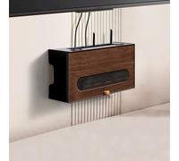 XCLOOZGL Cache Box Internet Mural en Bois Etagere Rangement pour Routeur Support Box Internet Boîte Cache Routeur WiFi Armoire De Rangement Moderne Et Cable pour Salon,Marron,40x20x12cm