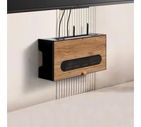 XCLOOZGL Cache Box Internet Mural en Bois Etagere Rangement pour Routeur Support Box Internet Boîte Cache Routeur WiFi Armoire De Rangement Moderne Et Cable pour Salon,Natural,40x20x12cm