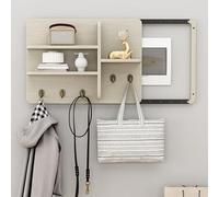 XCLOOZGL Cache Compteur Electrique avec Étagère Et Crochets, Cache Tableau Electrique Decoratif en Bois, Coffret D'habillage Tableau Électrique Art Mural pour Couloirs, Salons,Beige,50x60cm