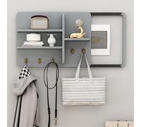 XCLOOZGL Cache Compteur Electrique avec Étagère Et Crochets, Cache Tableau Electrique Decoratif en Bois, Coffret D'habillage Tableau Électrique Art Mural pour Couloirs, Salons,Gris,35x45cm