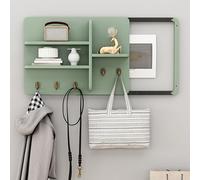 XCLOOZGL Cache Compteur Electrique avec Étagère Et Crochets, Cache Tableau Electrique Decoratif en Bois, Coffret D'habillage Tableau Électrique Art Mural pour Couloirs, Salons,Vert,45x55cm