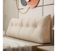 XCLOOZGL Grand Coussin Cale Triangulaire pour Tête De Lit, Coussin De Lecture Incliné Ergonomique Coussin De Soutien Lombaire, Coussin De Soutien De Dossier pour Le Repos Et La Lecture,Beige,80cm